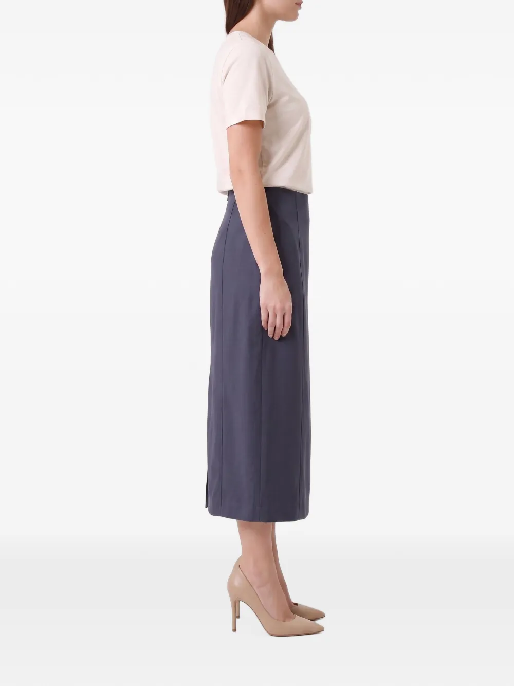 Brunello Cucinelli Straight maxi-rok met verticale naad Blauw