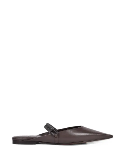 Brunello Cucinelli beaded-strap pointed-toe flat mules