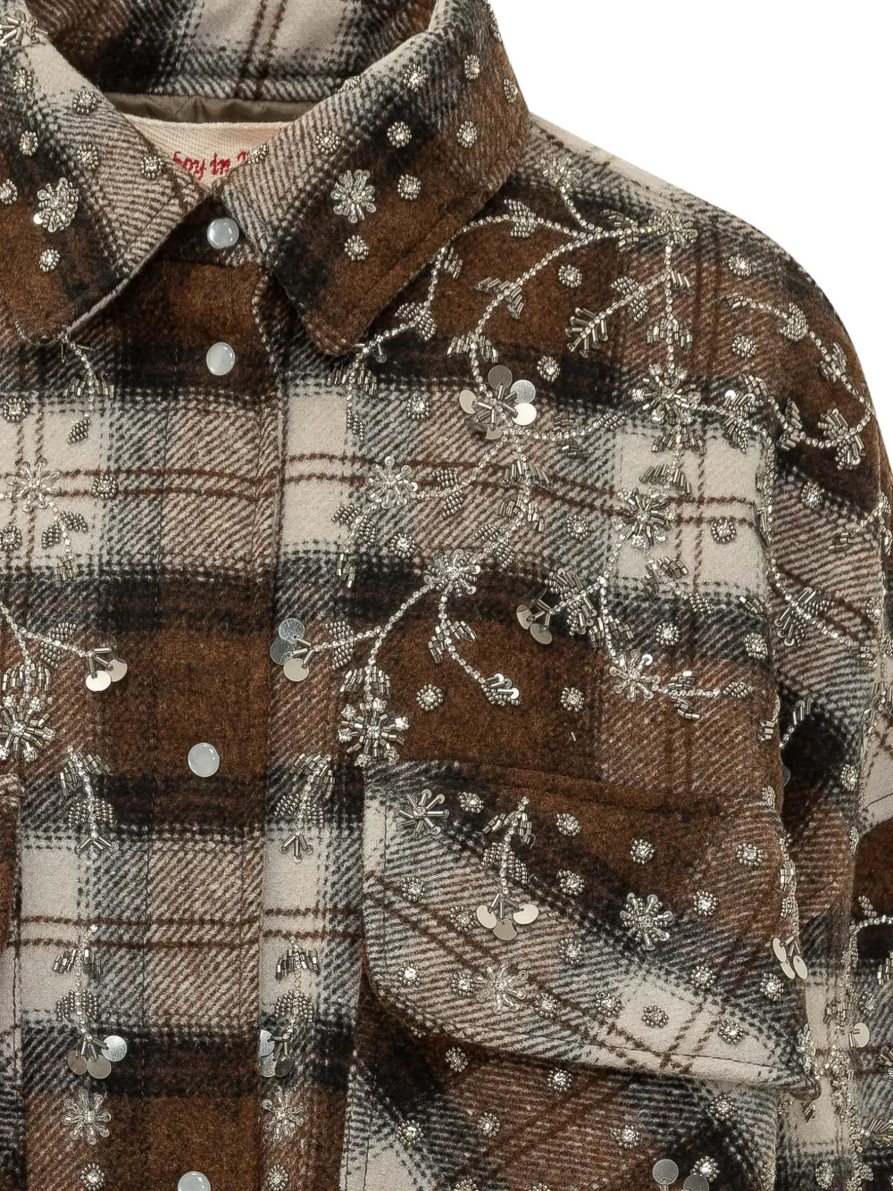 Lacoste Kids embellished check-print shirt Bruin