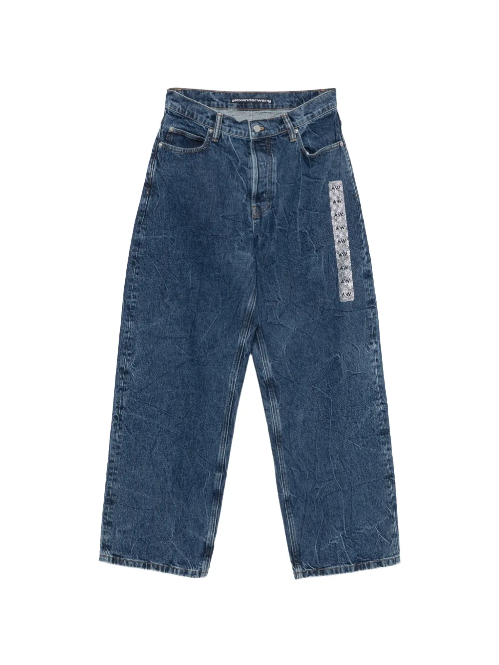 Alexander Wang crystal-embellished wide-leg jeans - Blu