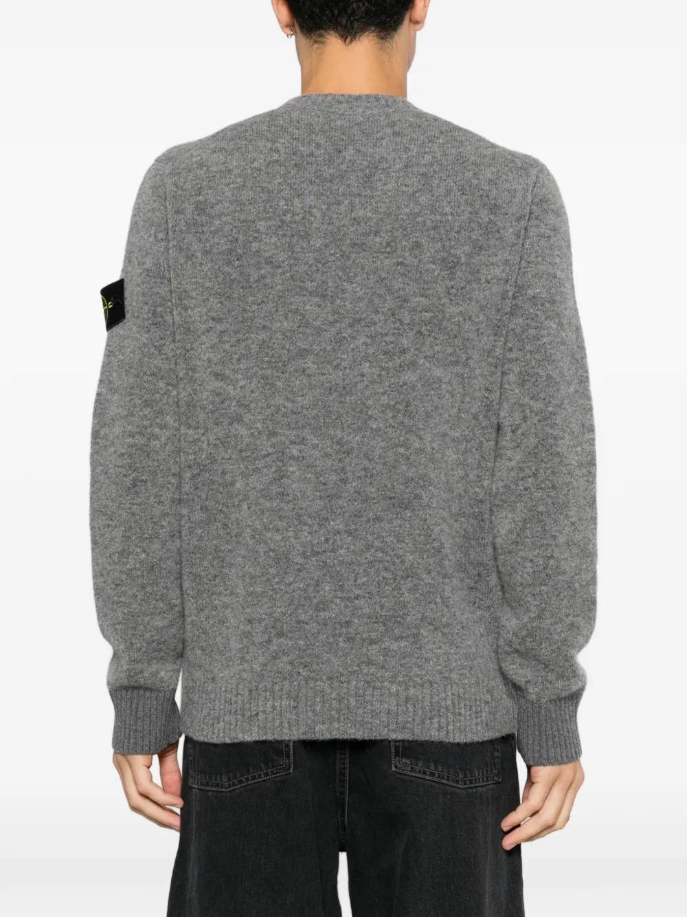 Stone Island logo-patch knit sweater Grijs