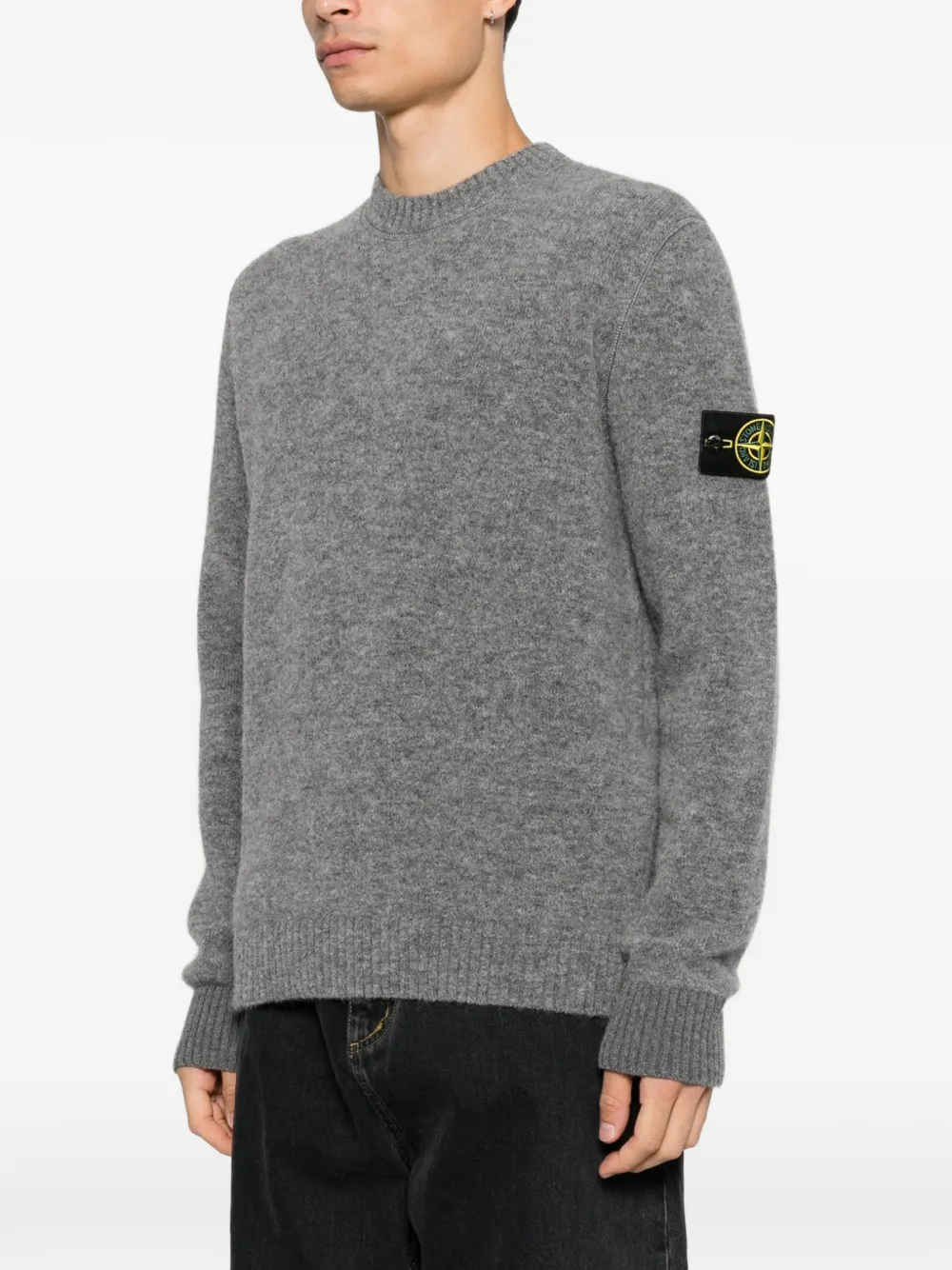 Stone Island logo-patch knit sweater Grijs