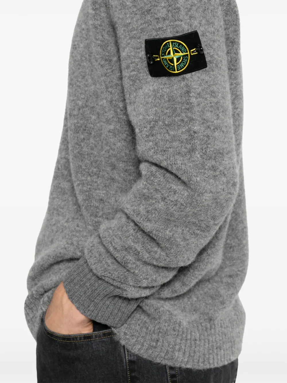 Stone Island logo-patch knit sweater Grijs