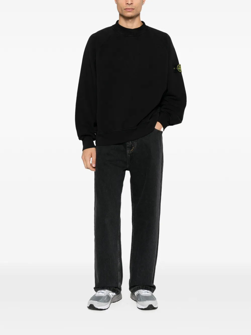 Stone Island Trui met raglan mouwen en Compass patch Zwart