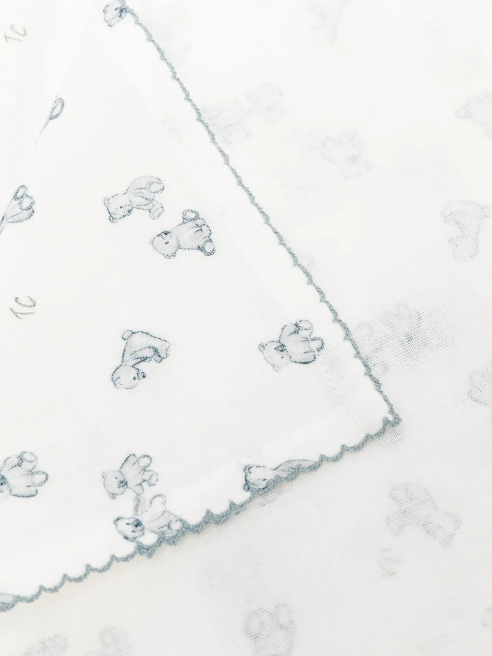Tartine Et Chocolat Deken met Teddy Bear-print en gewelfde rand Wit