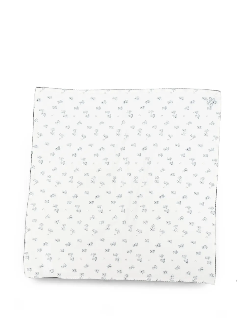 Tartine Et Chocolat teddy bear-print scalloped-edge blanket - Bianco
