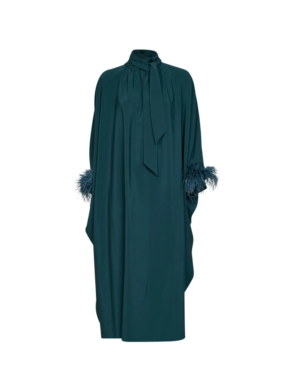 Gianluca Capannolo feather-trim bow-tie dress - Verde