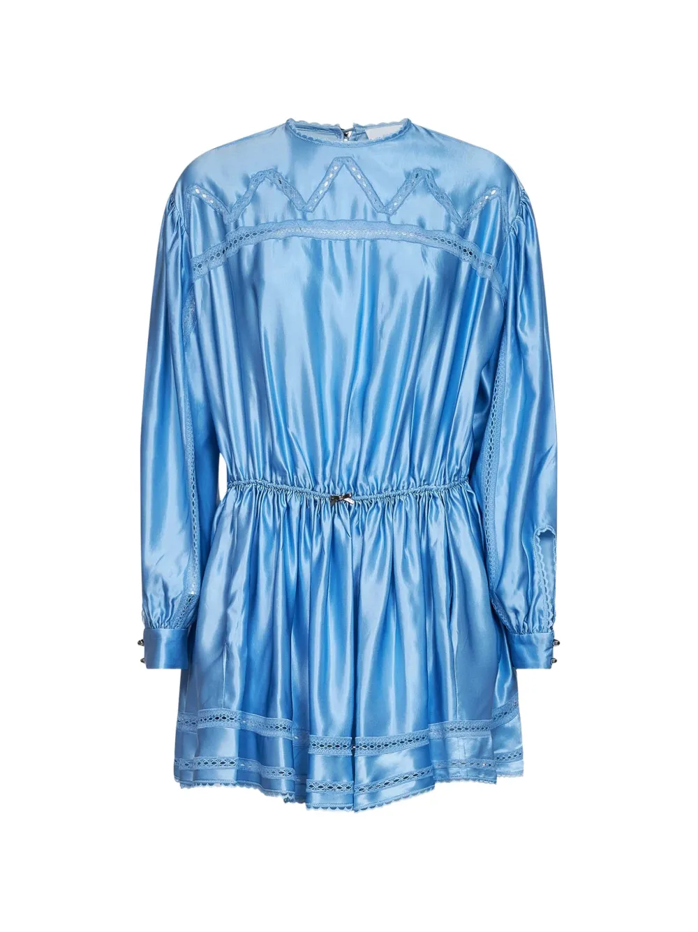 Rabanne lace-trim puff-sleeve dress - Blu