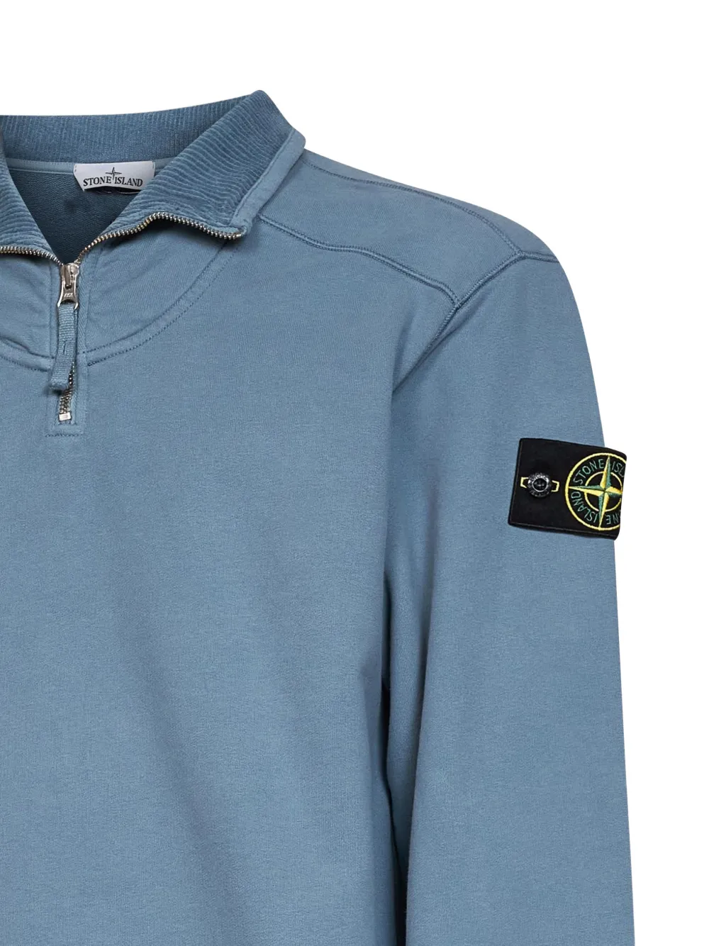 Stone Island 6100021 geborstelde biologisch katoenen fleece sweater Blauw