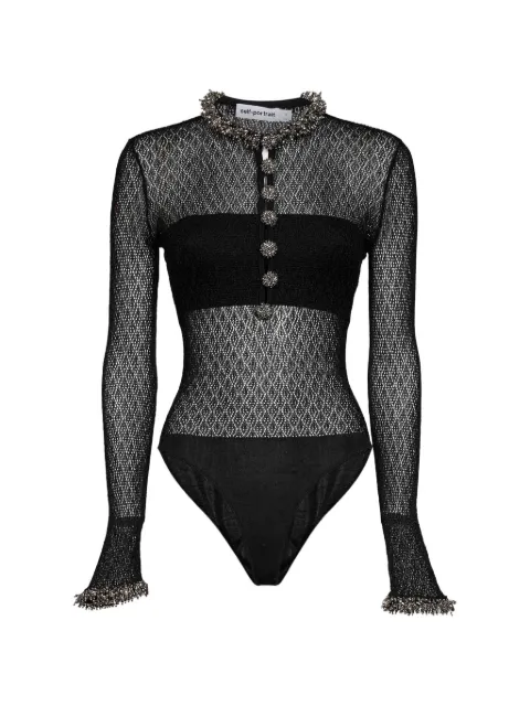 Self-Portrait bead-embroidered mesh bodysuit