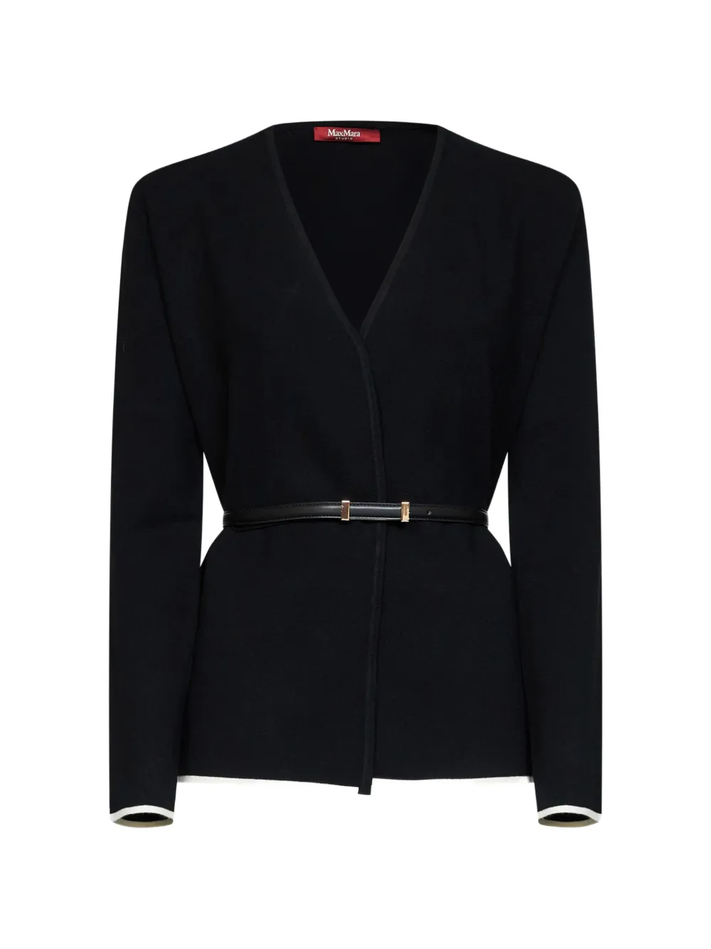 Max Mara Mstdente belted V-neck cardigan - Nero