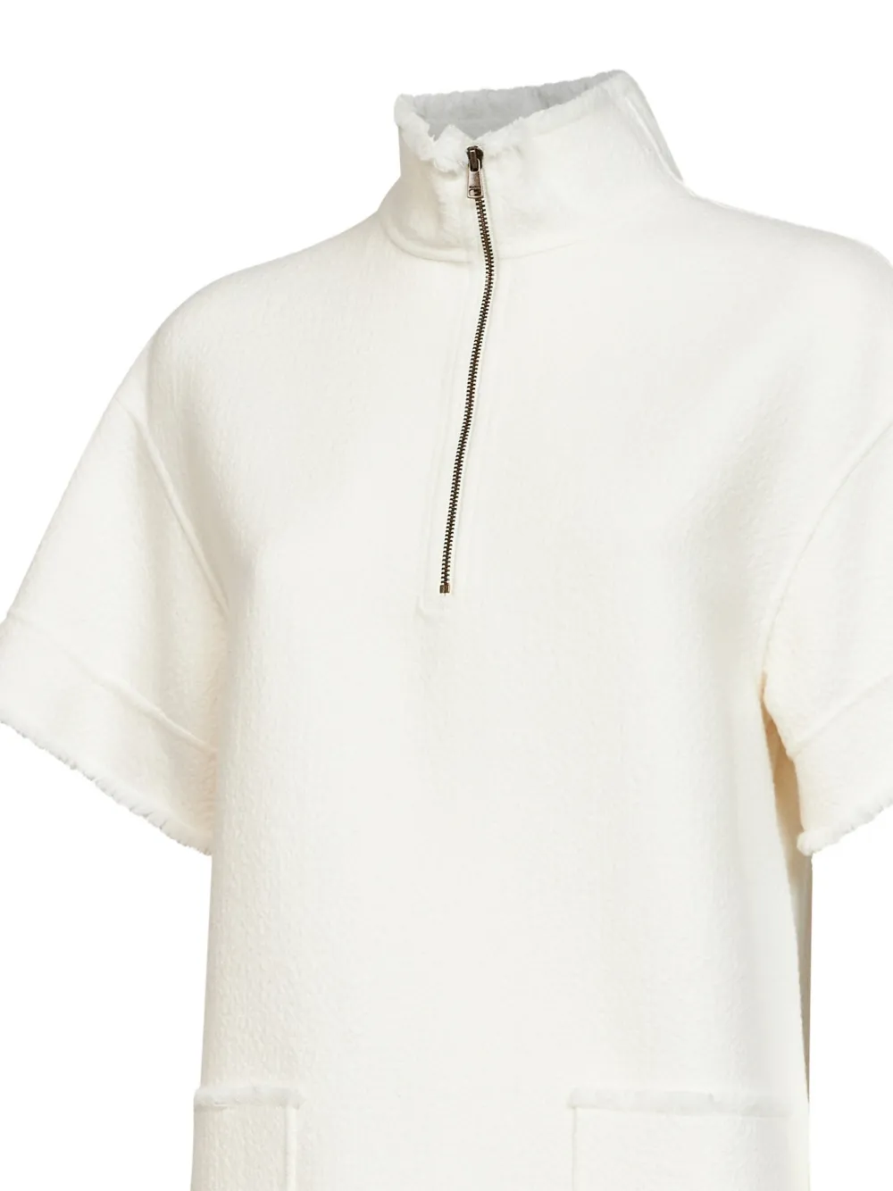Max Mara frayed-edge quarter-zip mini dress Beige