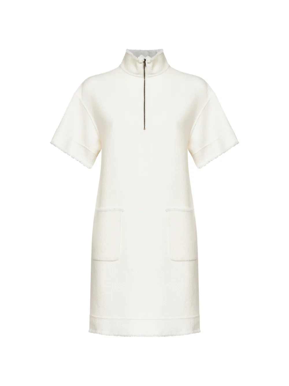 Max Mara frayed-edge quarter-zip mini dress - Toni neutri
