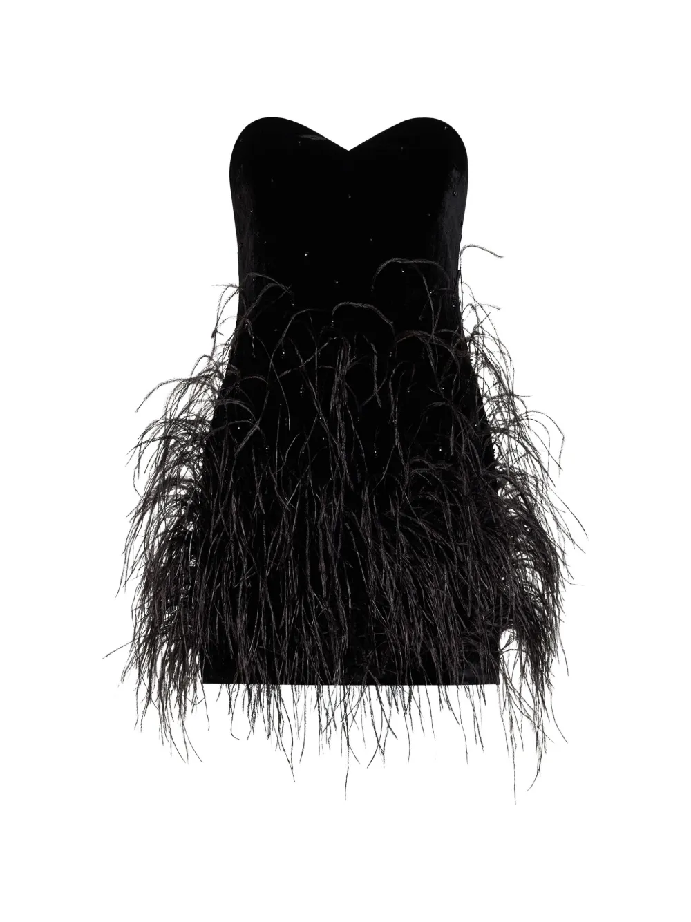 Amen crystal-embellished feather-trim mini dress