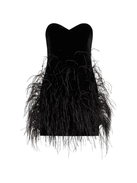 Amen crystal-embellished feather-trim mini dress