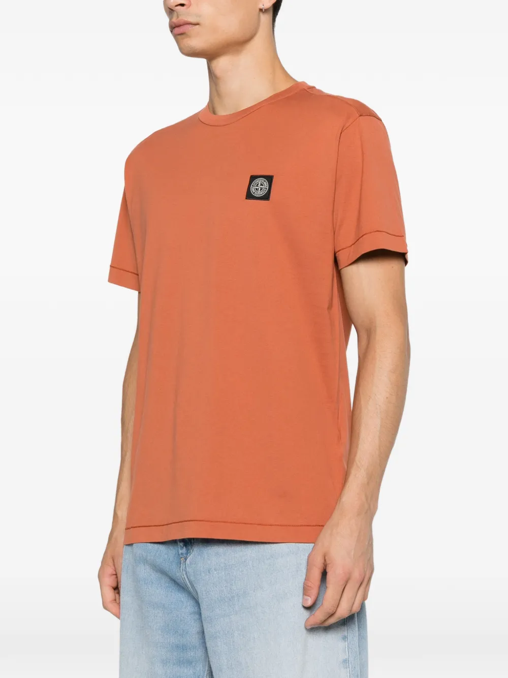 Stone Island T-shirt met logopatch Oranje