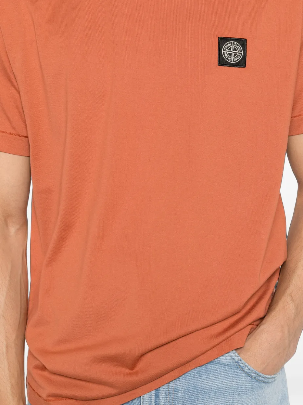 Stone Island T-shirt met logopatch Oranje