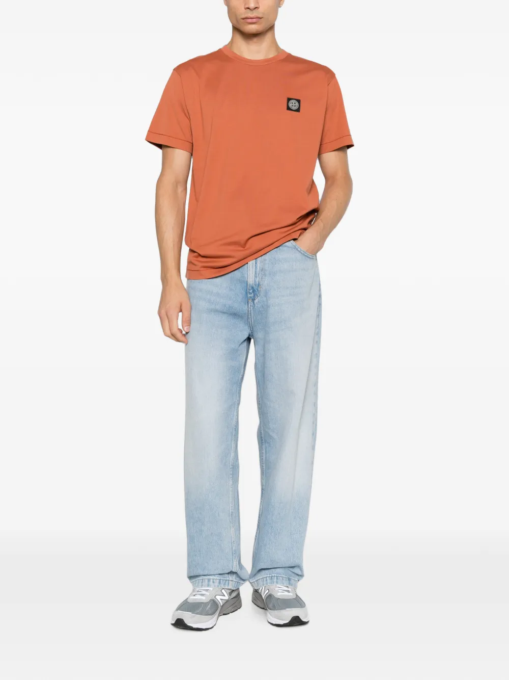Stone Island T-shirt met logopatch Oranje