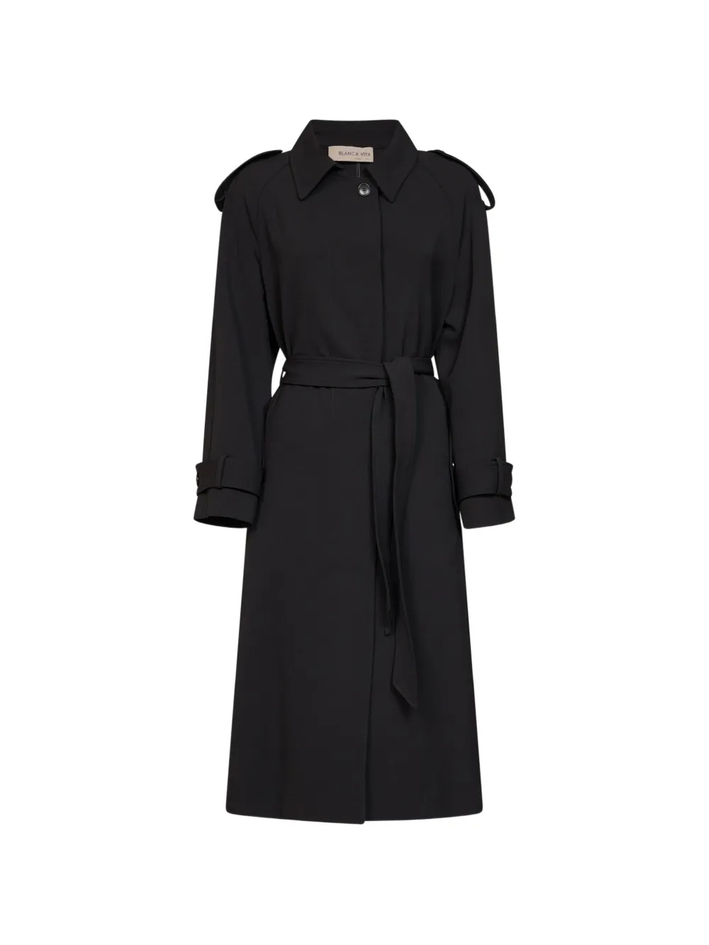 Blanca Vita belted raglan-sleeve coat - Nero