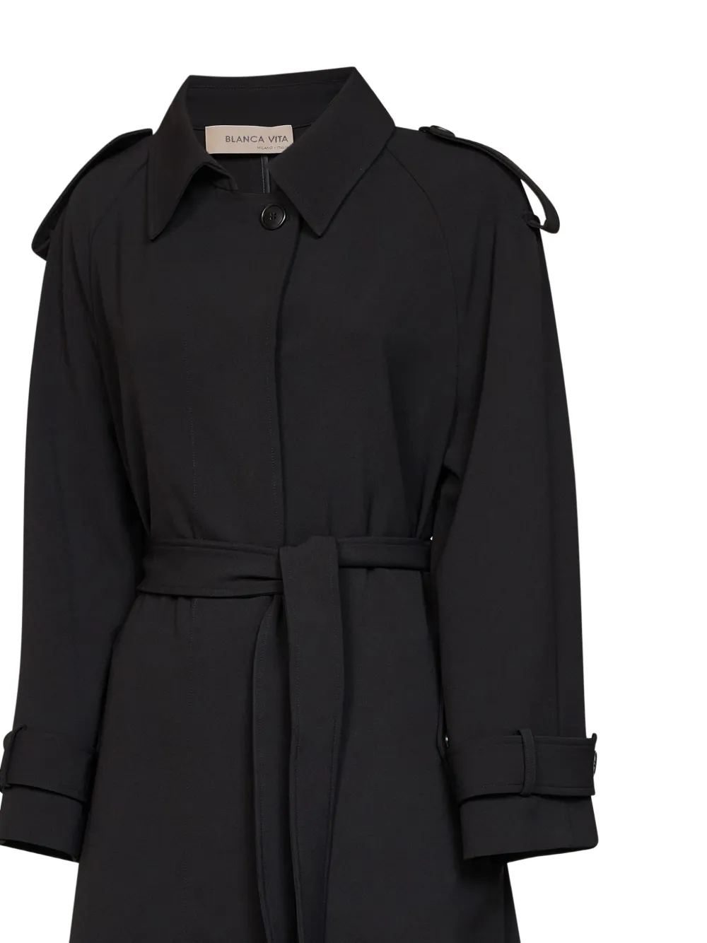 Blanca Vita Jas met raglan mouwen en ceintuur Zwart