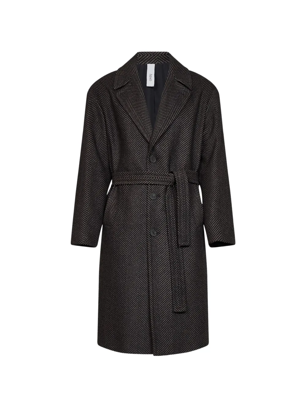 Hevo belted herringbone-pattern coat | negro | Image 1
