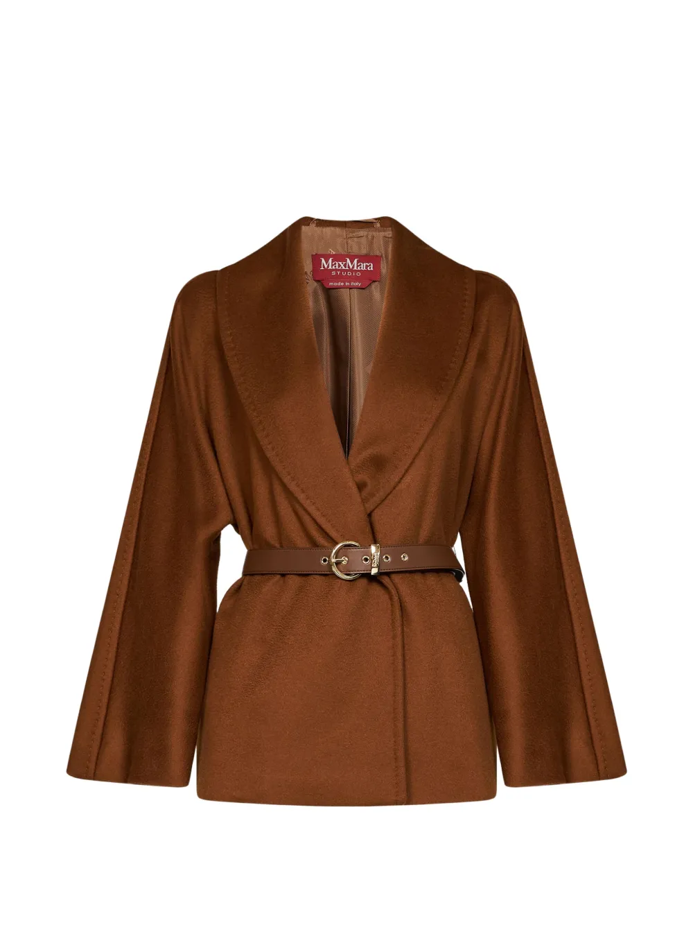 Max Mara Abissi belted shawl-collar jacket - Marrone