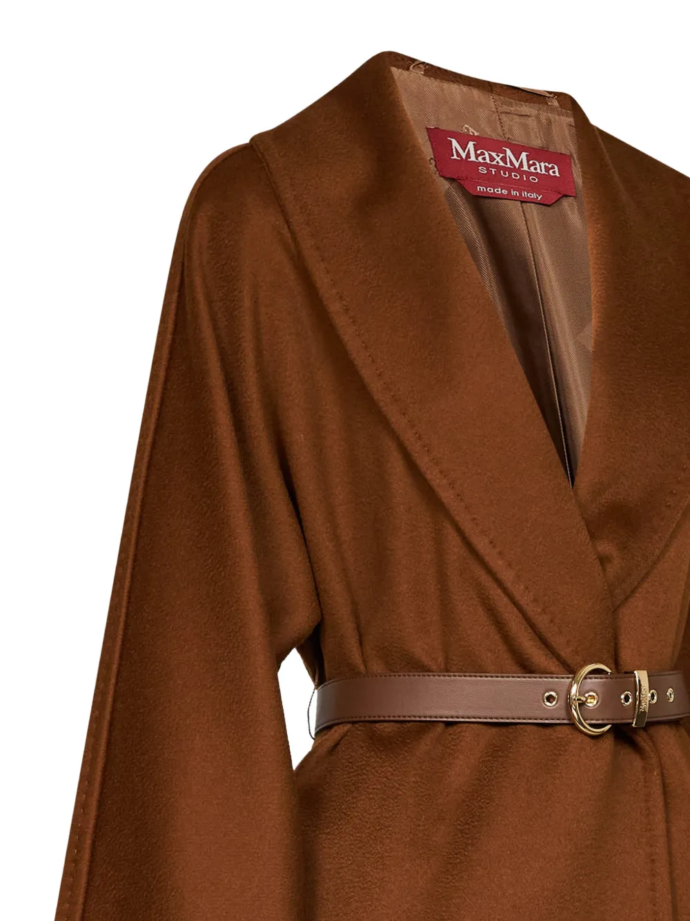Max Mara Abissi jack met sjaalkraag en ceintuur Bruin