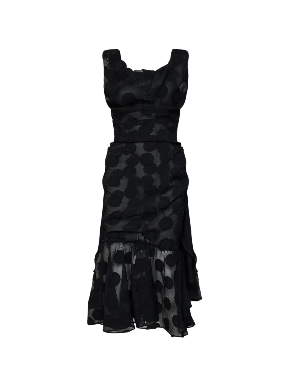 Vivienne Westwood Ginnie polka-dot ruffled asymmetric dress Zwart
