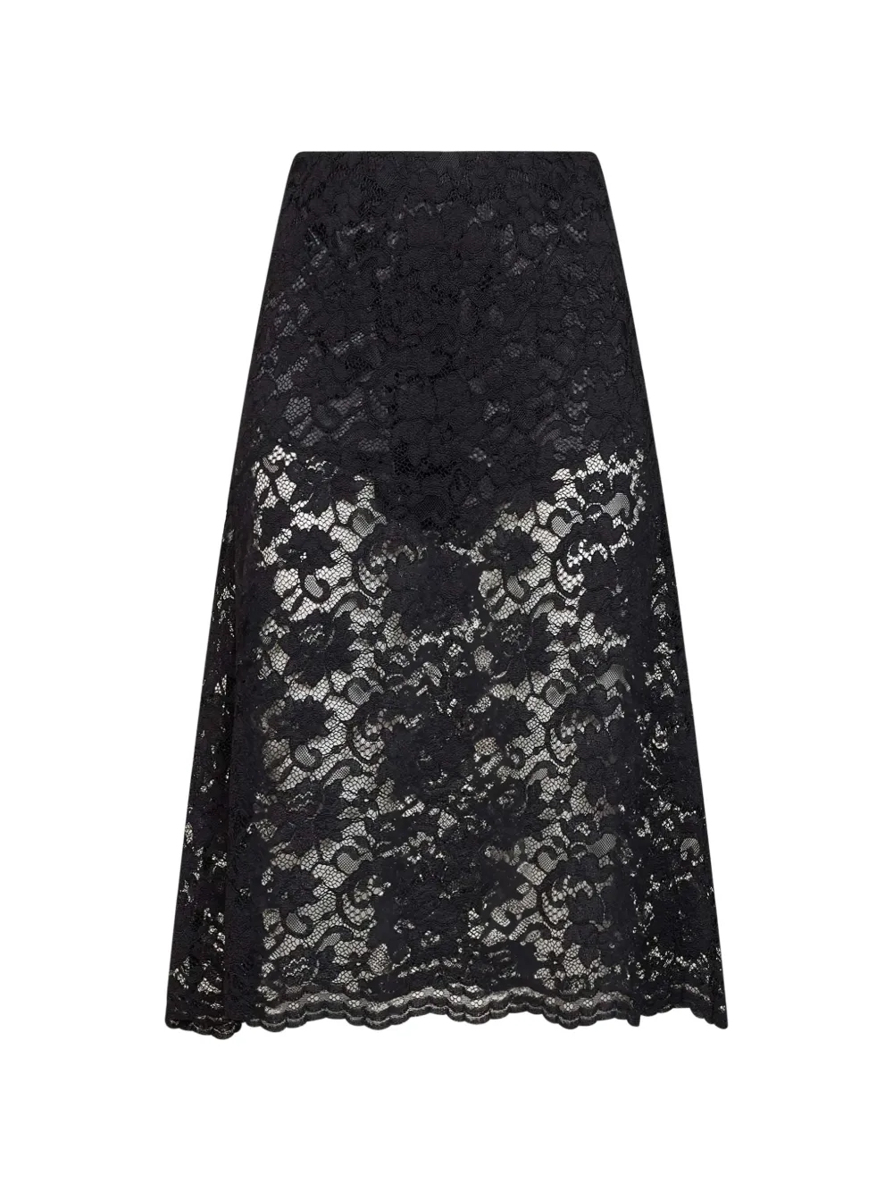 Blanca Vita Giraz scalloped lace midi skirt - Nero