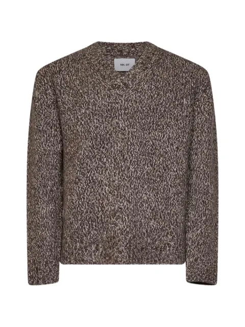 NN07 Flint marl-knit V-neck sweater