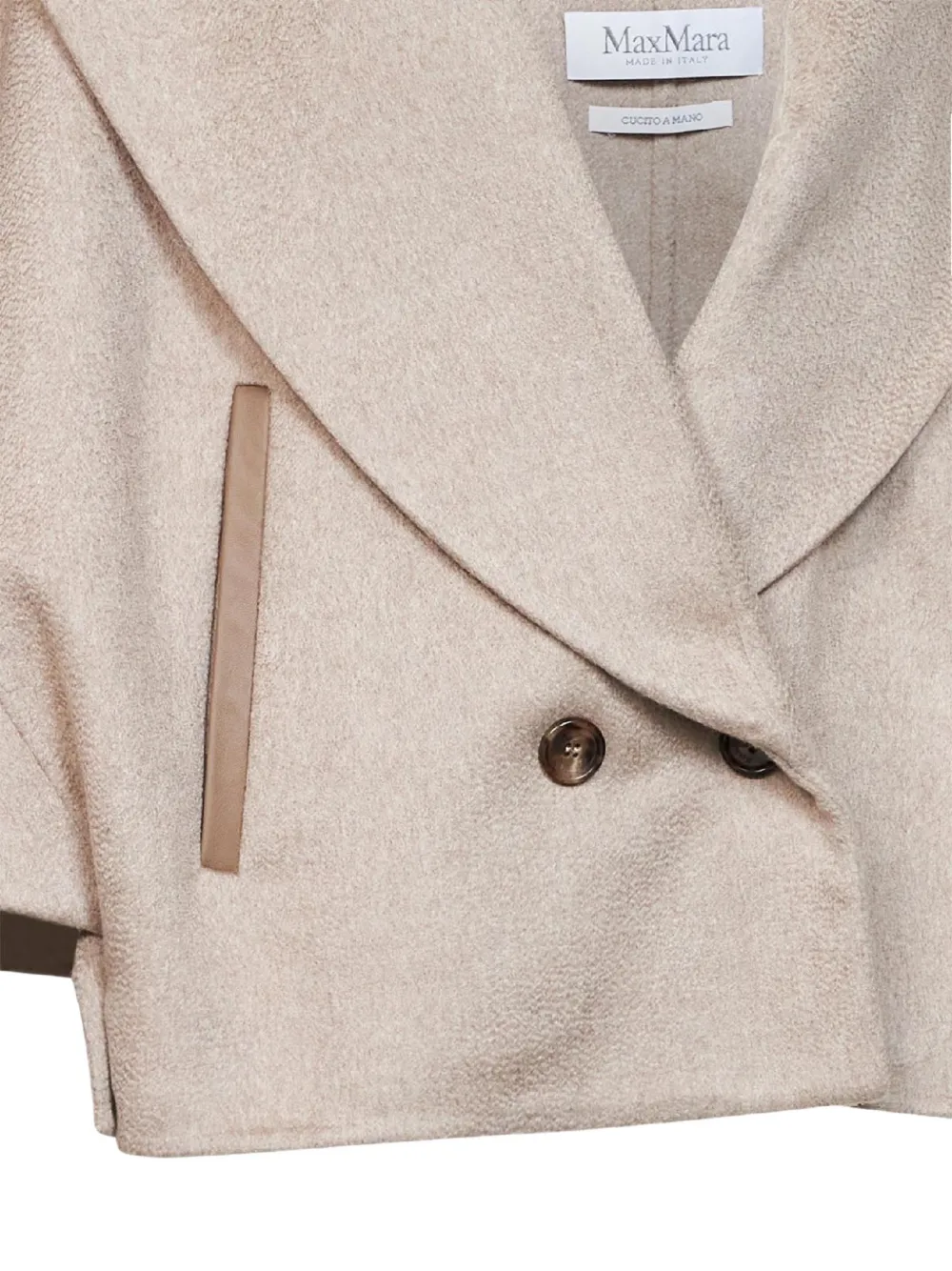 Max Mara Agalosce jack met dubbele rij knopen en sjaalkraag Beige