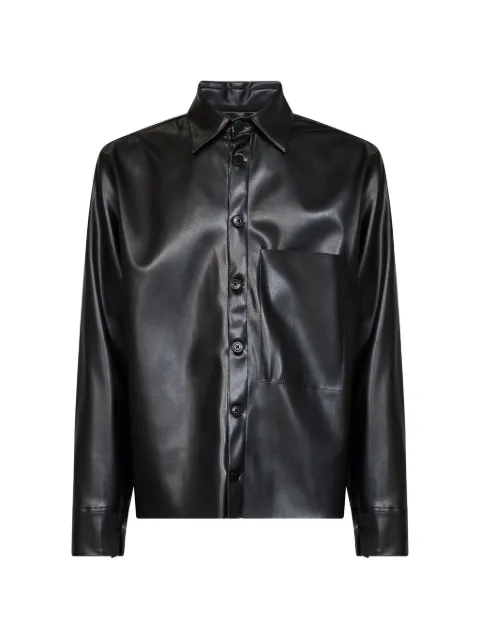 Costumein leather-effect chest-pocket shirt