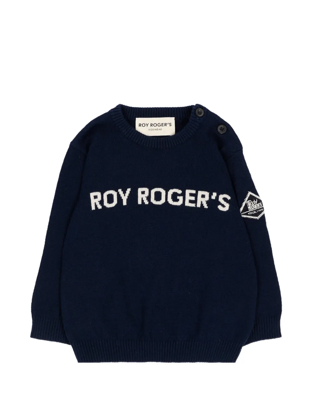 Roy Rogers Kids logo-intarsia button-shoulder sweater - Blu