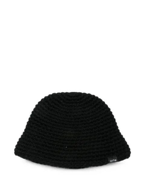 Arte Antwerp crochet-knit logo-patch beanie hat
