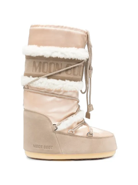 Moon Boot suede-trim faux-shearling boots