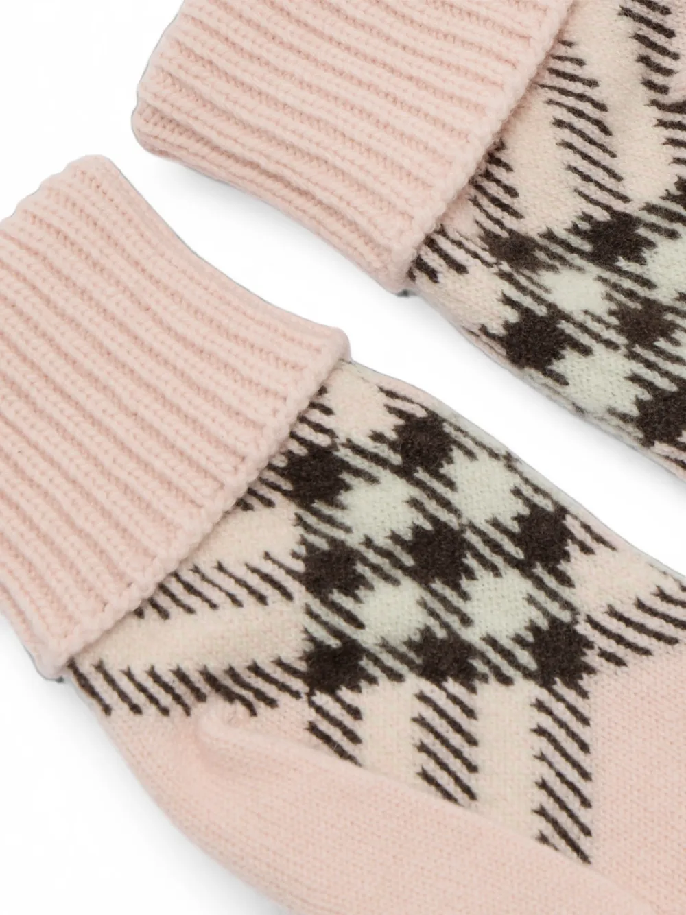 Burberry Geruite handschoenen van kasjmierblend Roze
