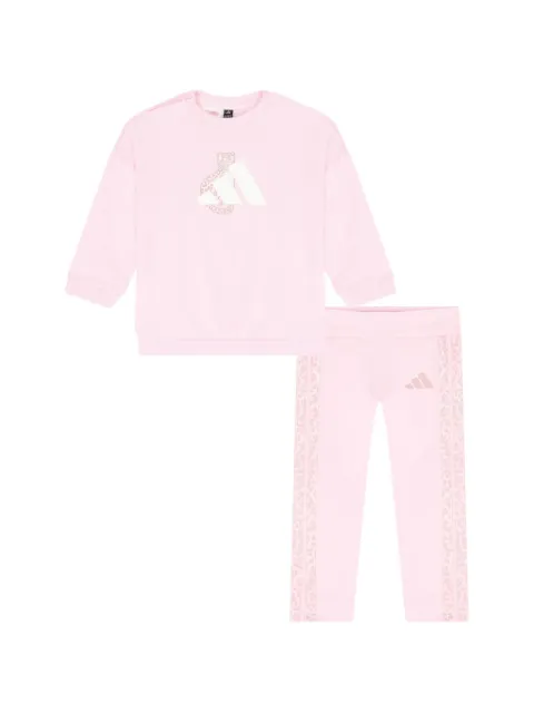 adidas Kids leopard-print logo-print tracksuit