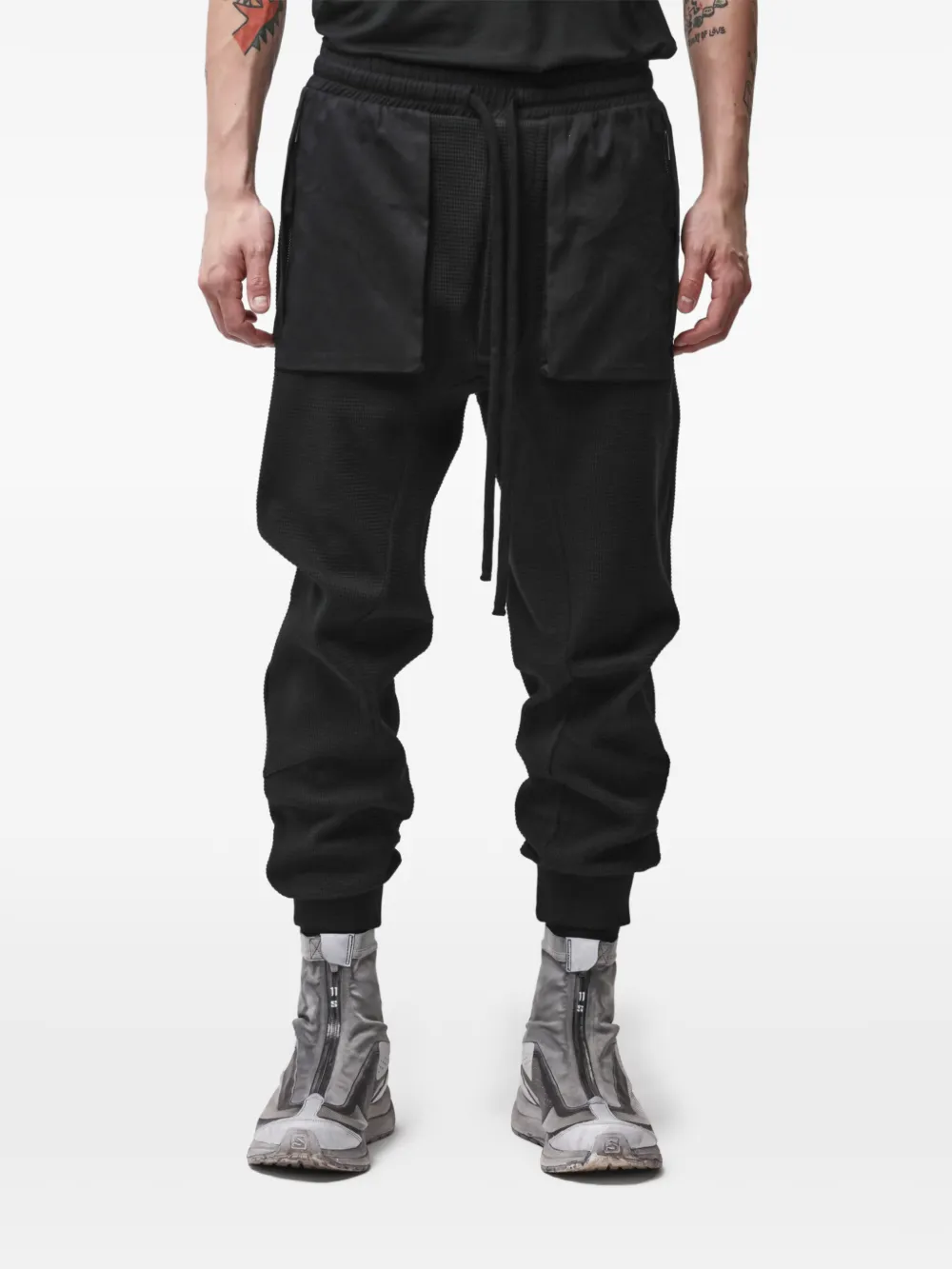 Thom Krom waffle-knit drawstring trousers - Nero