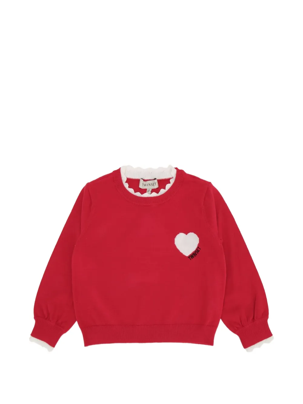 TWINSET Kids Trui met gewelfde afwerking en hartpatch Rood