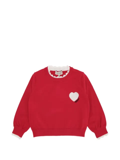 TWINSET Kids heart-patch scallop-trim sweater
