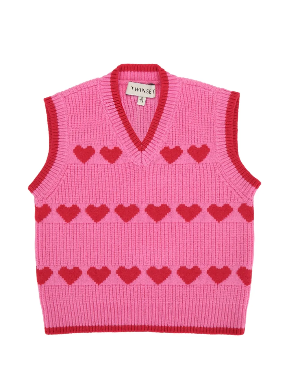 TWINSET Kids heart-intarsia knitted vest - Rosa