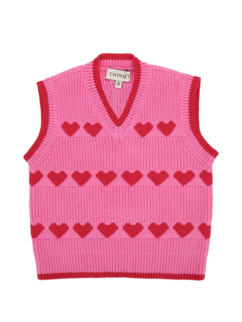 TWINSET Kids heart-intarsia knitted vest
