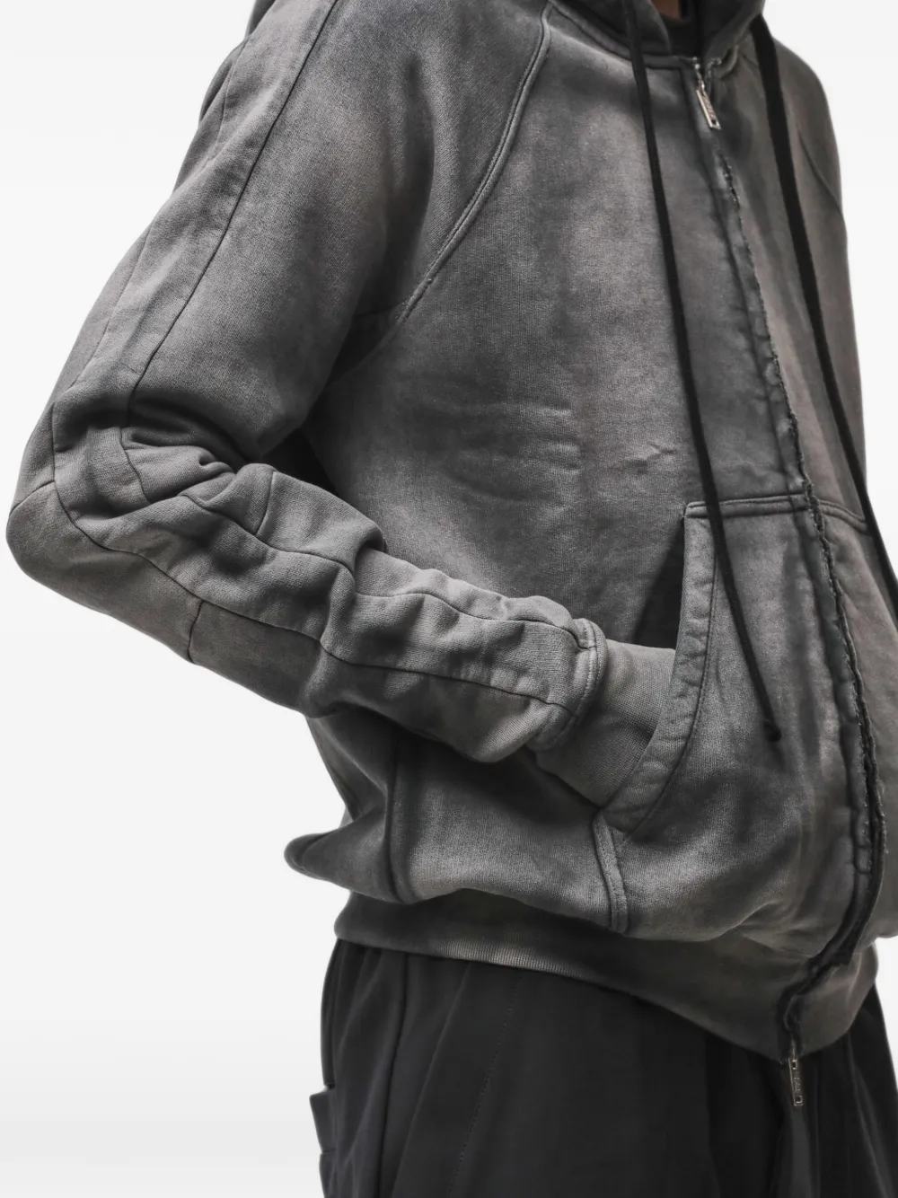 Thom Krom Hoodie met rits en stonewashed-effect Grijs
