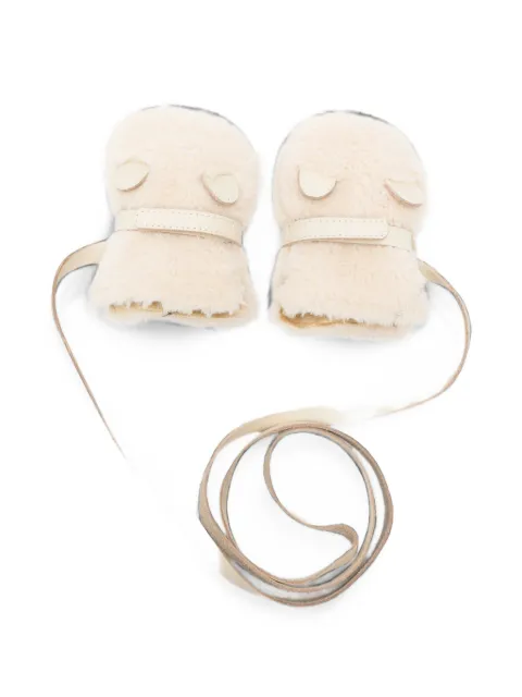 Donsje shearling-texture ear-detail mittens