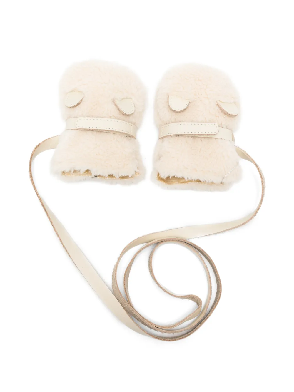 Donsje shearling-texture ear-detail mittens - Toni neutri