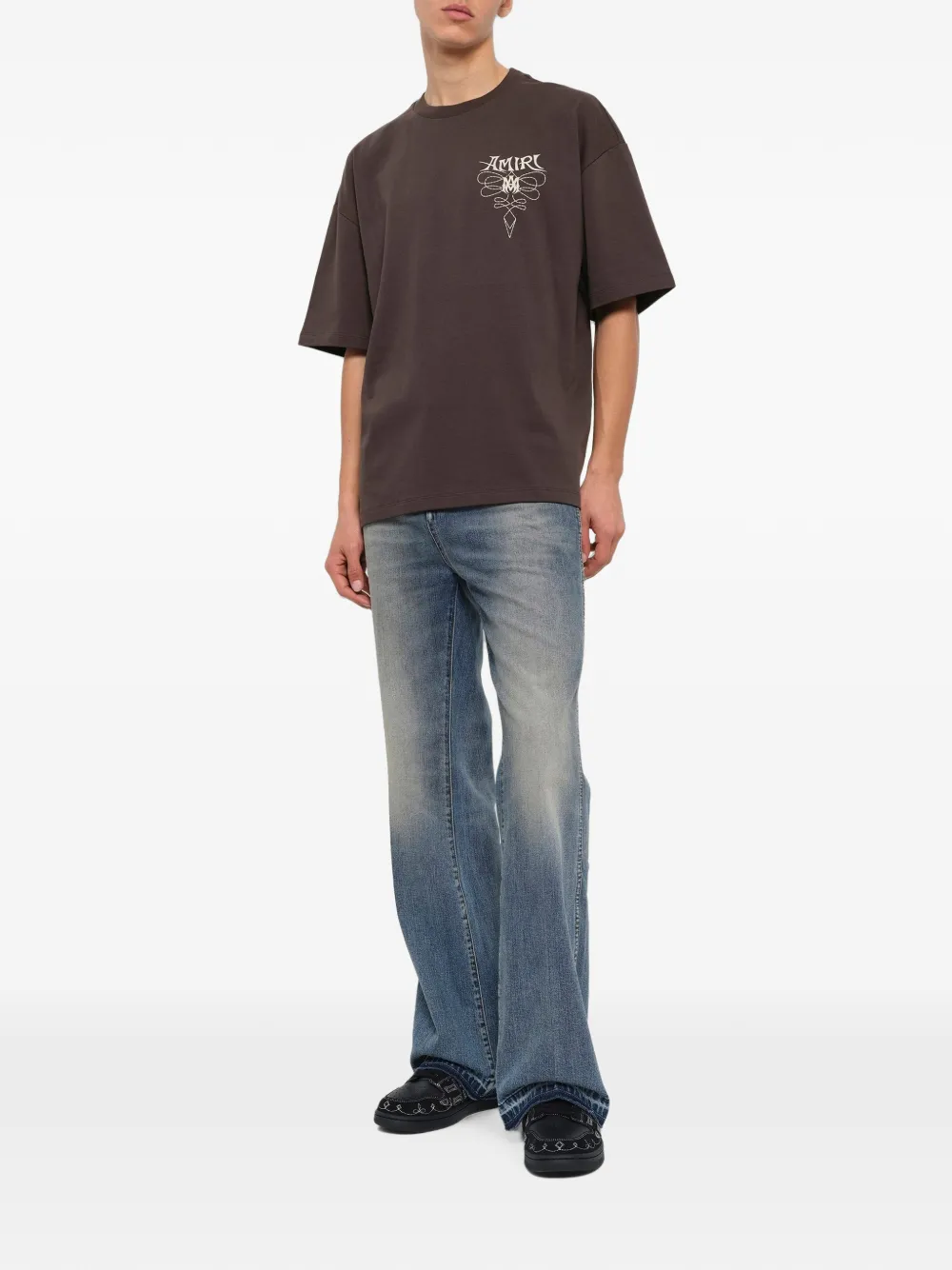 AMIRI T-shirt met logoprint Bruin