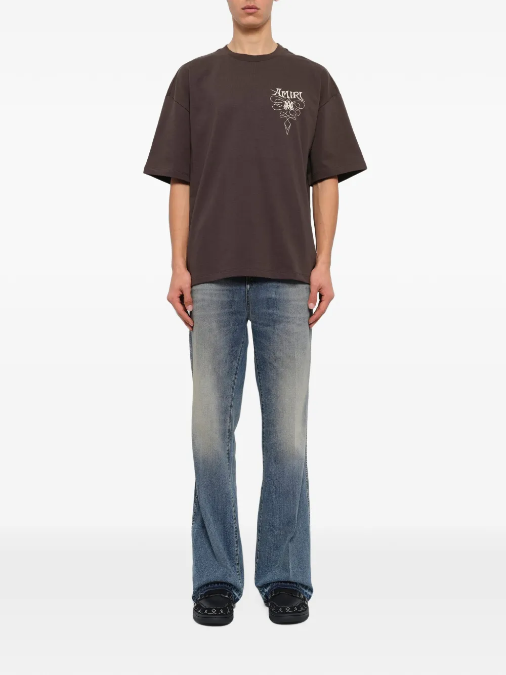 AMIRI T-shirt met logoprint Bruin
