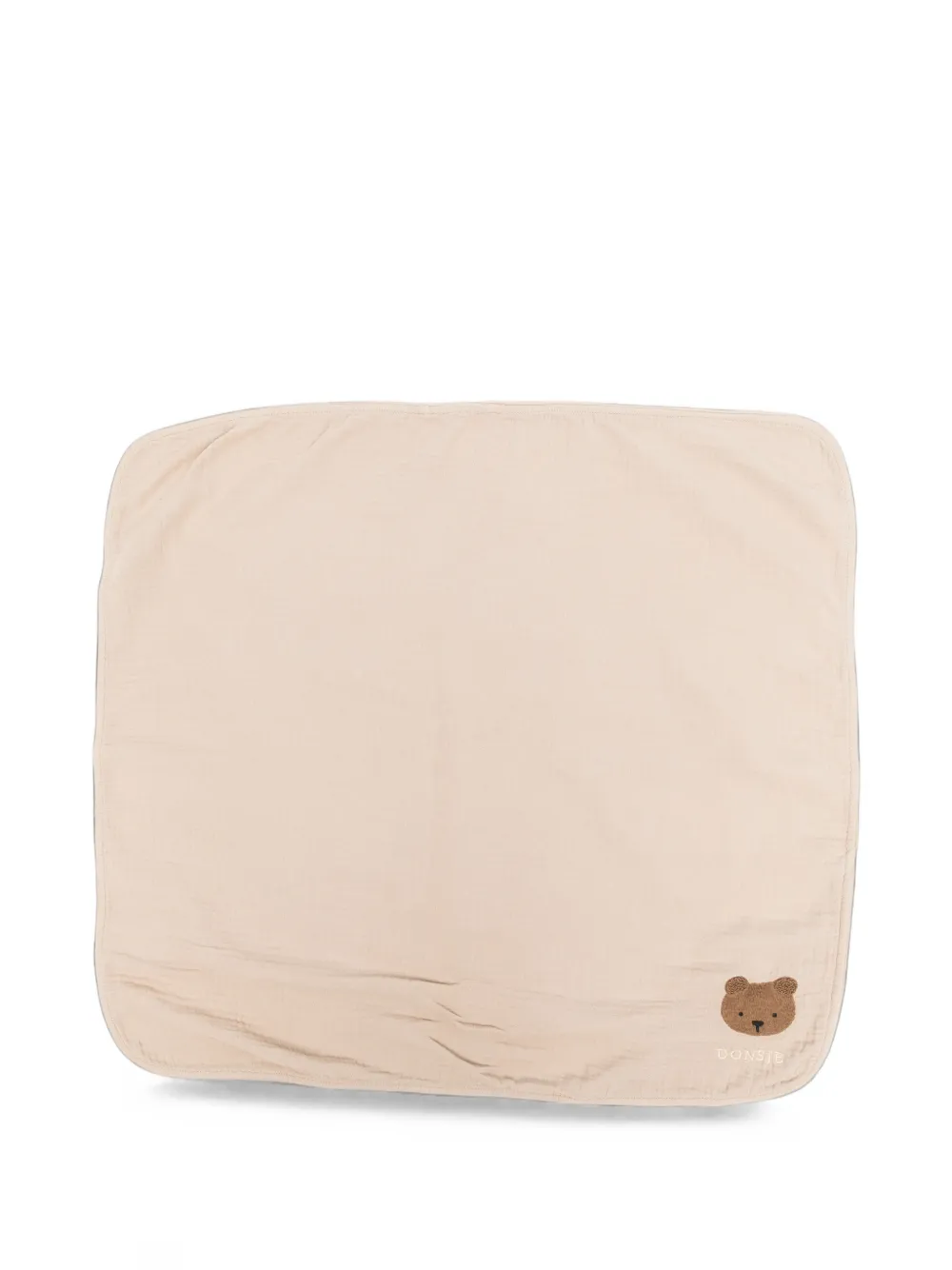 Donsje bear-embroidered muslin blanket - Marrone