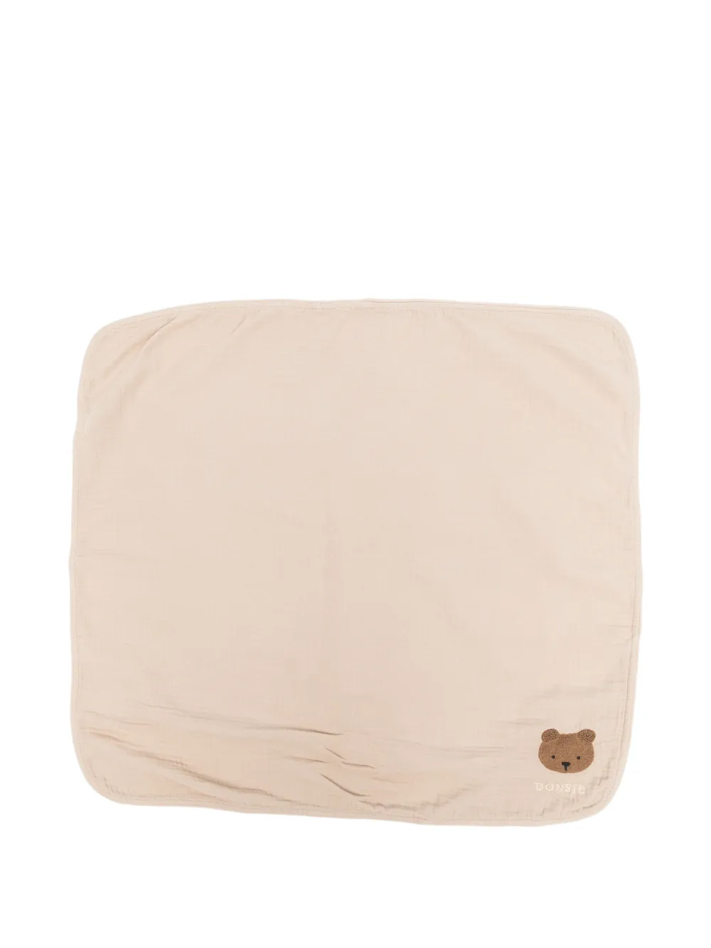 Donsje bear-embroidered muslin blanket - Marrone