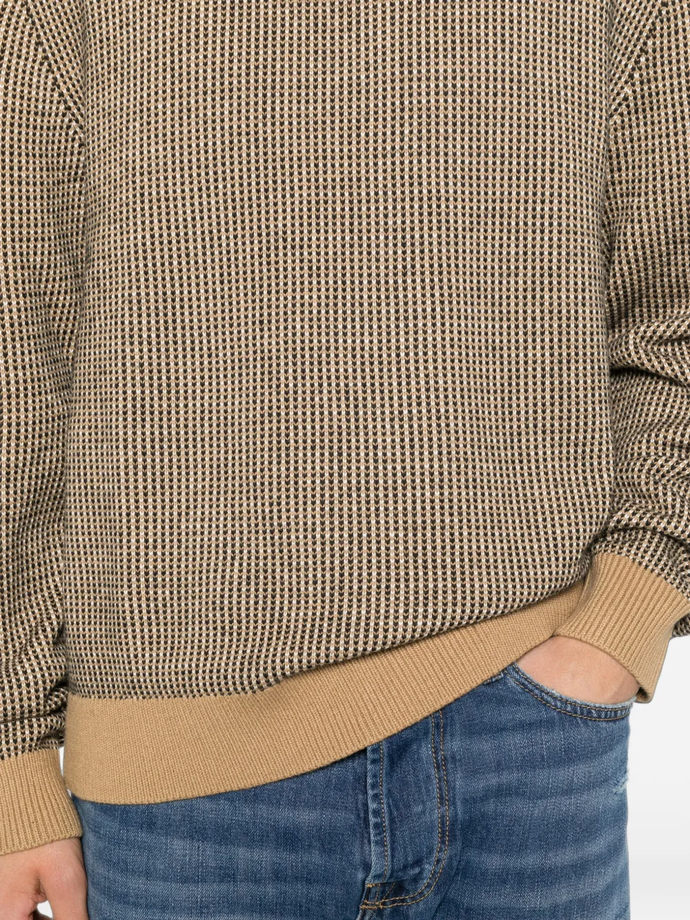Calvin Klein Trui met ronde hals en micro-patroon Beige